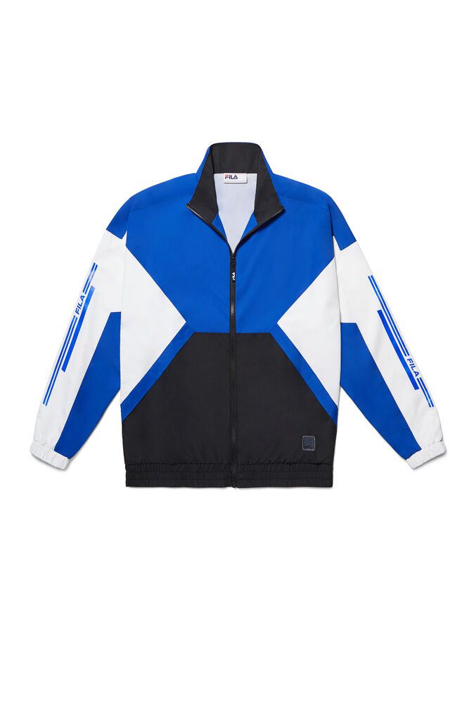 Fila Oma Track Black/White Jacket Mens - NZ 15476-JVFN